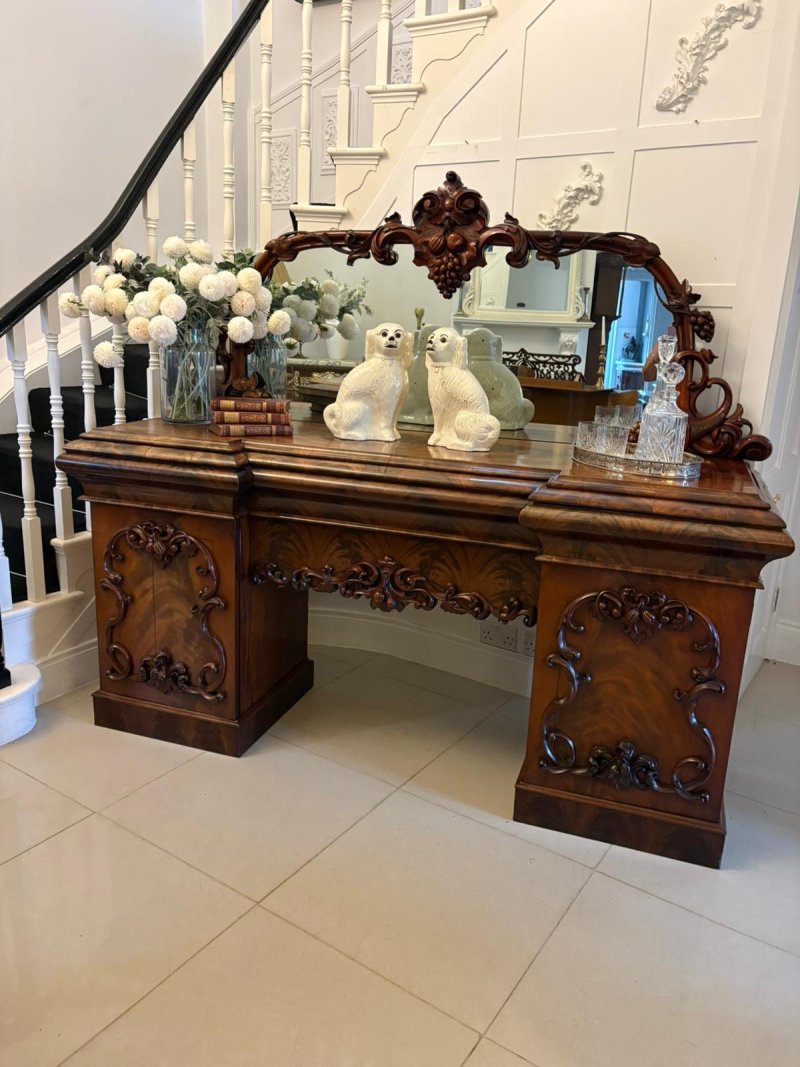 Outstanding Quality Antique Victorian Carved Mahogany Mirror Back Sideboard